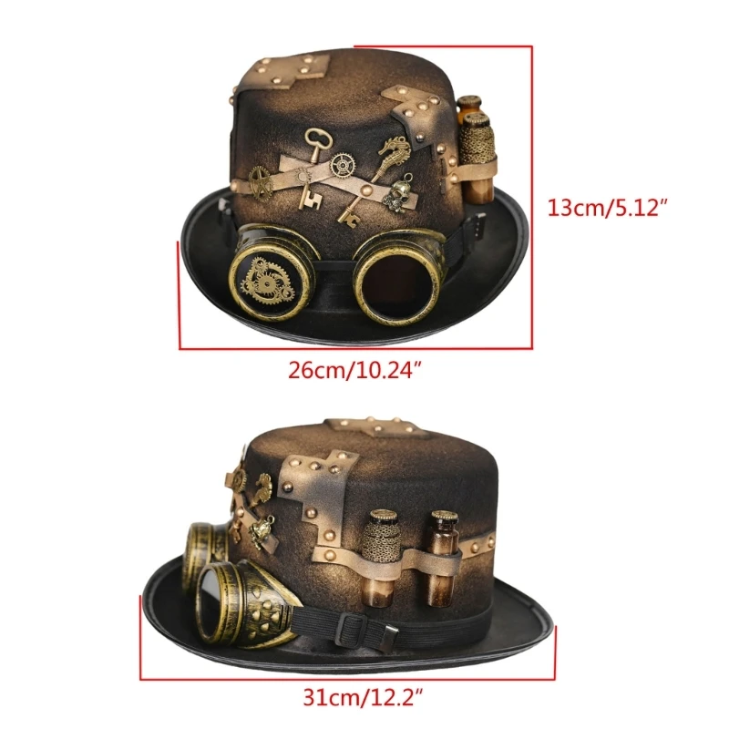Beanie Hats Steampunk Top Hat For Men With Goggles Gay Hat Bowler Top gay top hat Gay Party Costume Carnival Nightclub