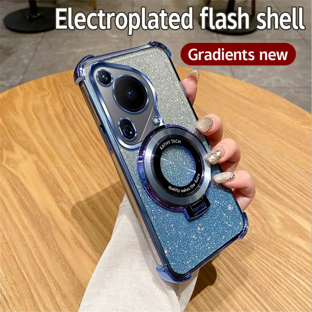 Shockproof Glitter Plating Bracket Soft Silicone Case
