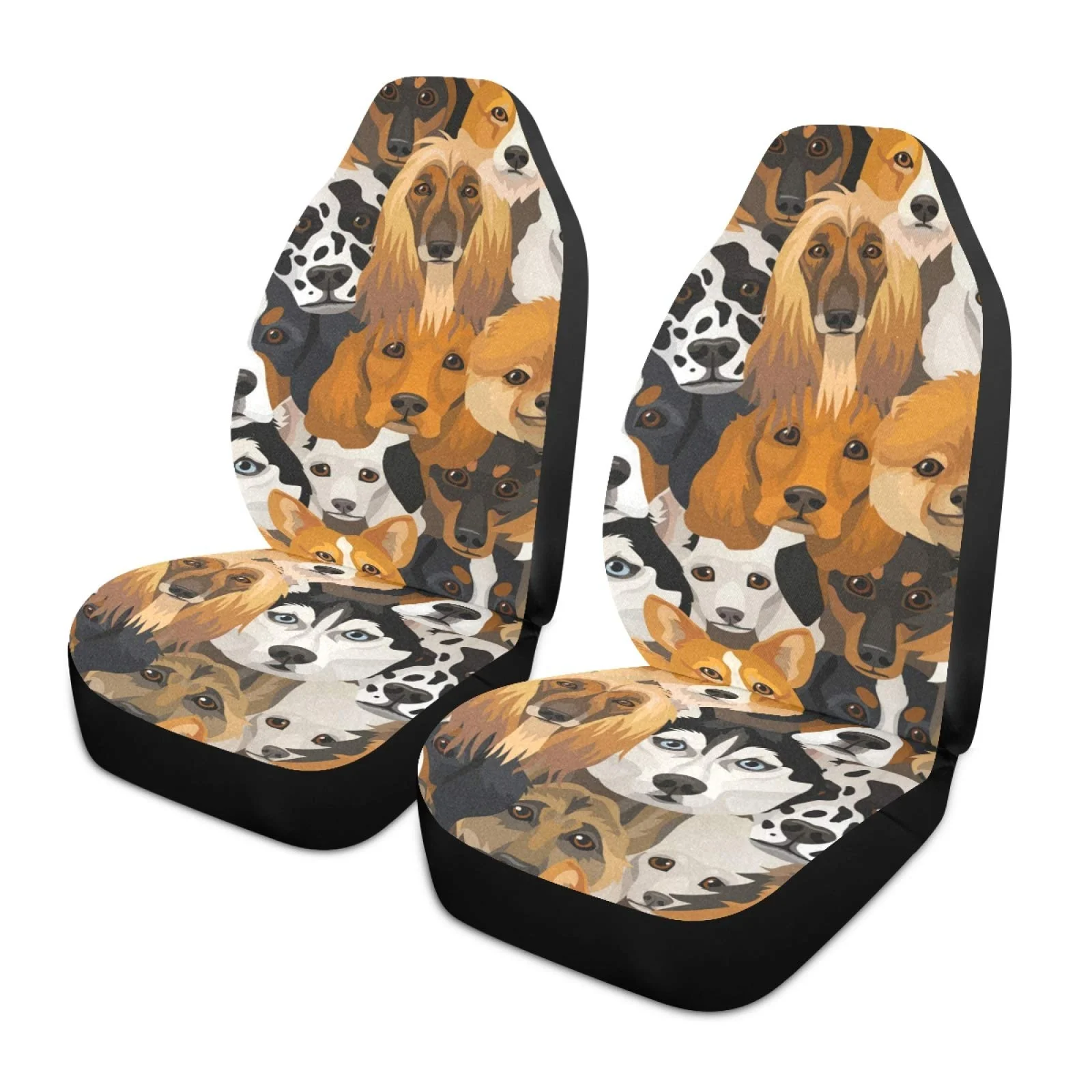

ALAZA Cute Dog Print Animal Car Seat Covers Front Seats Only for Women Men Seat Covers w/Organizer Pocket for Cars SUV Truck Sed