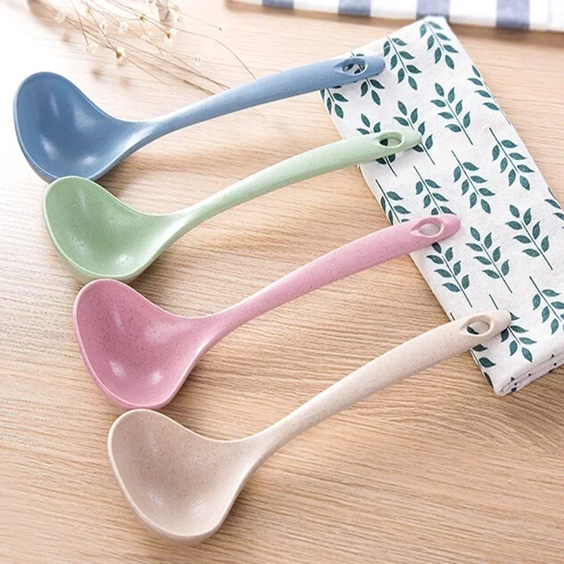 Wheat Stalk Spoon 1pcs Tablespoons Household Utensils Spoons Plastic Large Soup Long Porridge Rice DinnerScoop Kitchen Tools plastic spoon wheat straw spoon