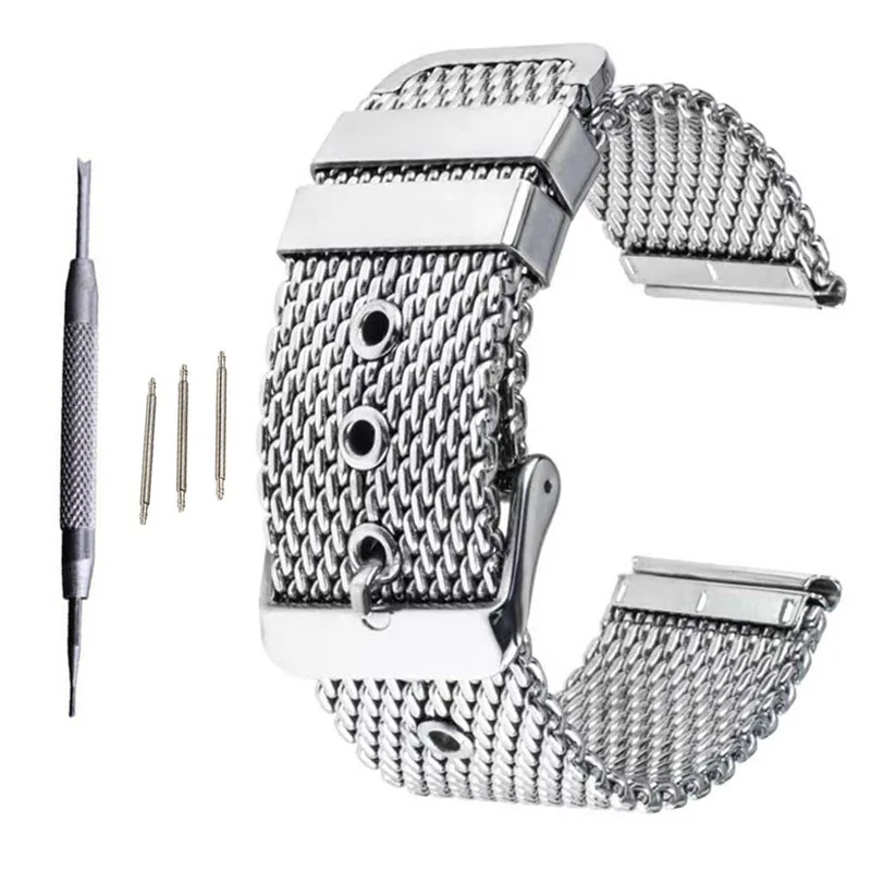 

18mm 20mm 22mm 24mm Universal Milanese Watchband Watch Band Mesh Thickened 0.1 Line Stainless Steel Strap Wrist Belt Bracelet