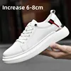 2025 Men's Genuine Leather Sneakers Elevator Shoes Invisible Breathable Heightening Shoes 6/8cm Men's Casual Fashion Sneakers