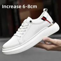 2025 Men's Genuine Leather Sneakers Elevator Shoes Invisible Breathable Heightening Shoes 6/8cm Men's Casual Fashion Sneakers