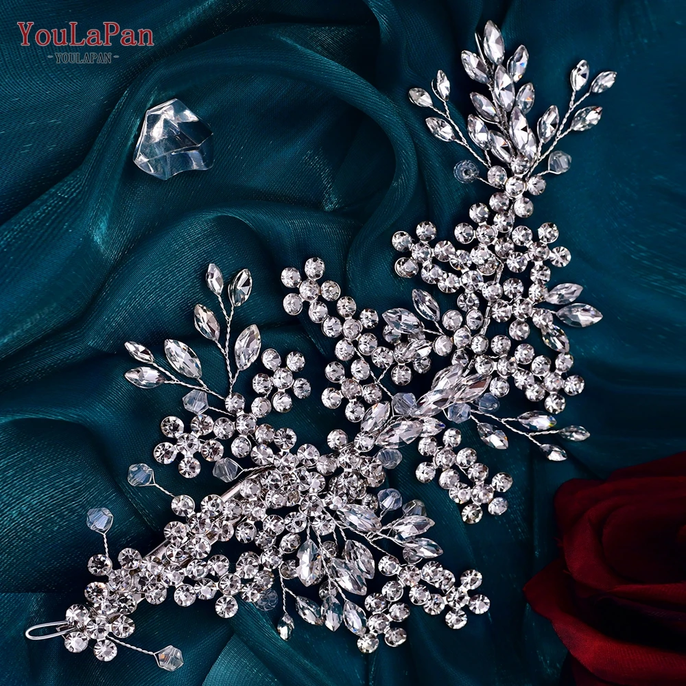 TOPQUEEN Luxury Crystal Wedding Hair Jewelry Bridal Hair Accessories Vine Women Tiara Rhinestone Bridal Headband HP253-S
