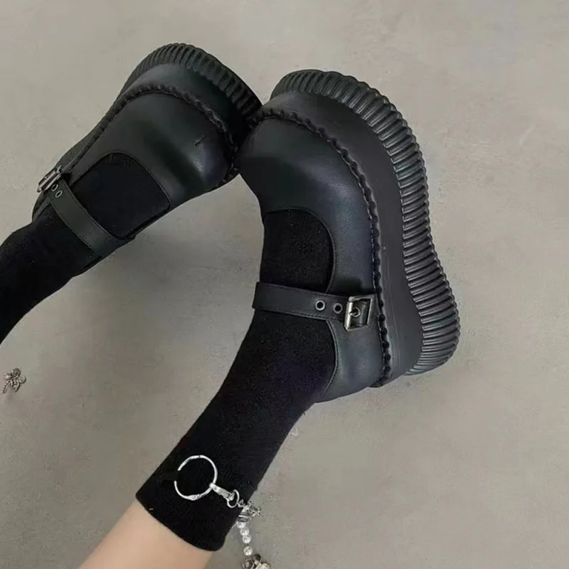Gothic Style Chunky Platform Wedges Women Sweet Cute Mary Janes Shoes Spring Summer Autumn Fashion Women Shoes Pumps Loafers New