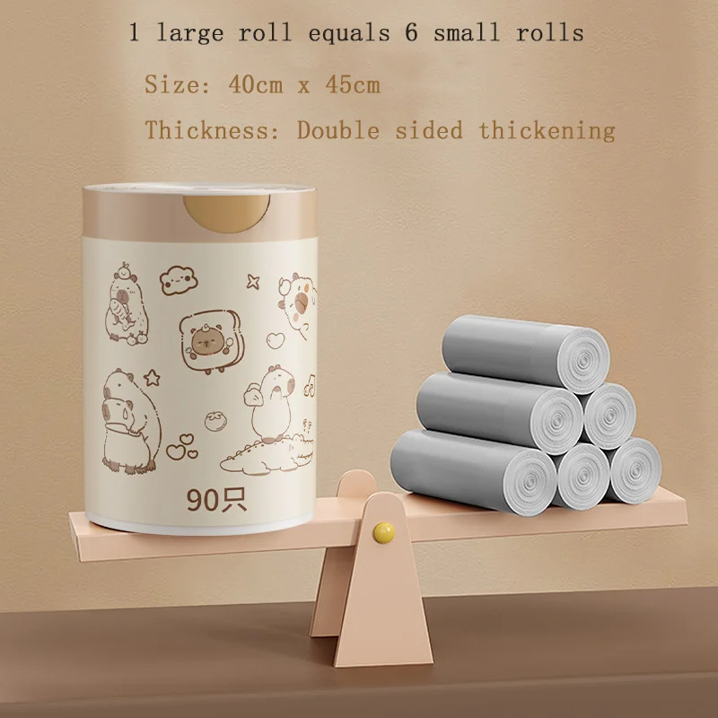 Trash Bags Garbage Bags 90pcs/roll Cartoon Thickened Garbage Bag Self-sealing Leakproof Trash Bags Kitchen Waste Bag Large Quantities Meet Daily Needs