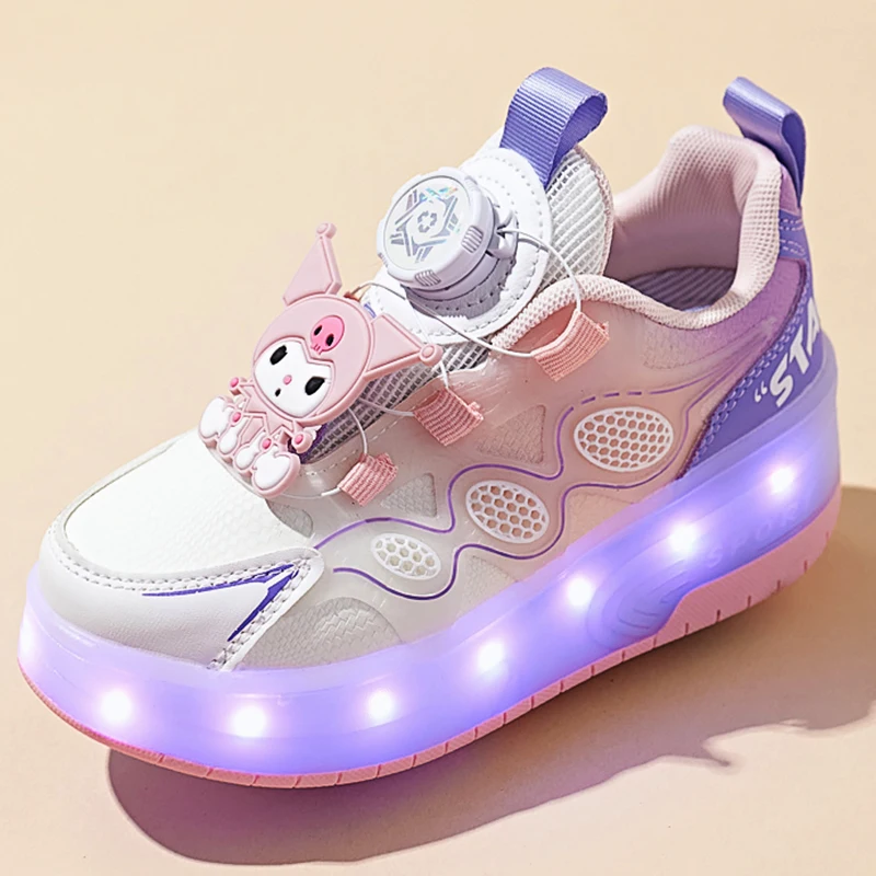 Cute Girls Skate Shoes for Children LED Luminous Shoes Anti Slip Sneakers Outdoor Training Kids Luminous Roller Skating Shoes