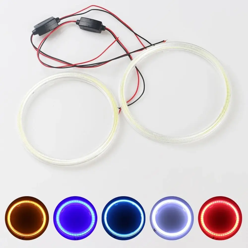 COB LED Headlight Angel Eyes Halo Ring Lamp - Motorcycle Decorative Daytime Running Fog Light, 12V