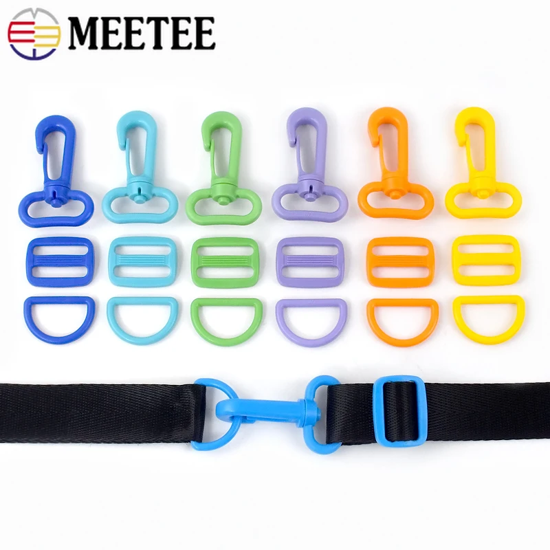

5/10/20Sets 20/25mm Plastic Buckle Bag Strap Lobster Clasp D Ring Tri-Glide Adjust Buckles Webbing Connect Hook DIY Accessories