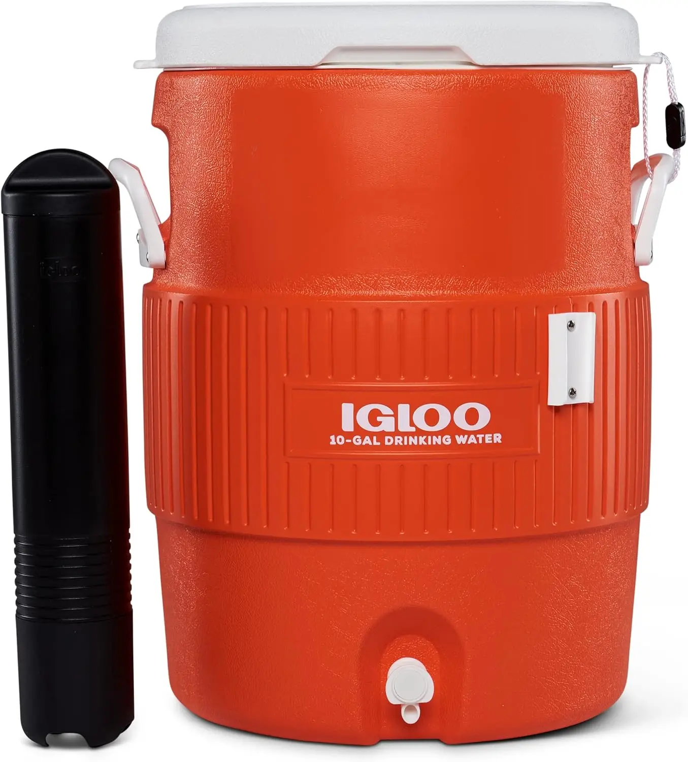10 Gallon Portable Sports Cooler Water Beverage Dispenser with Flat Seat Lid, Insulated Beverage Dispenser, Orange/White