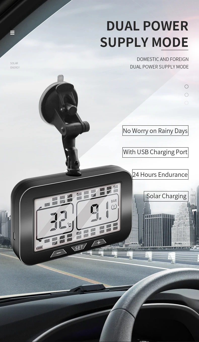 Xiaofei will solar 10-wheel truck tire pressure monitoring system real-time monitoring external sensor kit