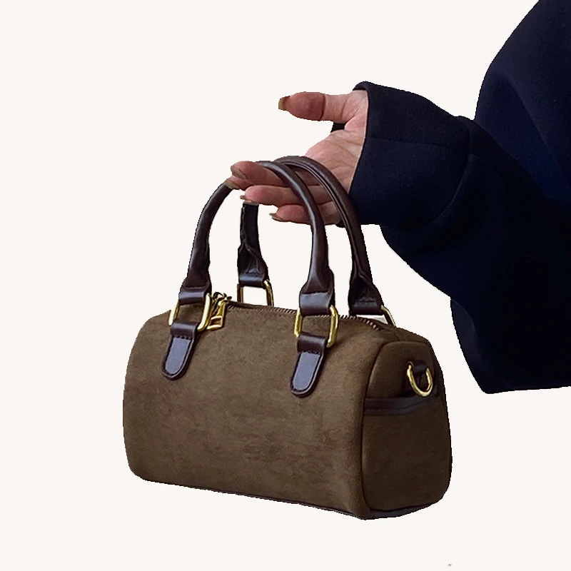 Retro Suede Handbag for Women Shoulder Hand Bag Ladies Crossbody Bag Zipper Pillow Style Purses Luxury Designer Messenger Bag