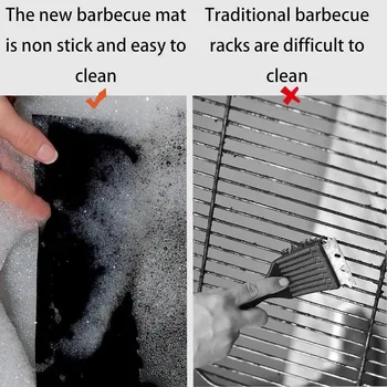 4Pcs Mats for Gas Grill Reusable BBQ Grill Mats Pad Oven Accessories Cooking Plate Outdoor Picnic Party Grilling Mat Tool 5
