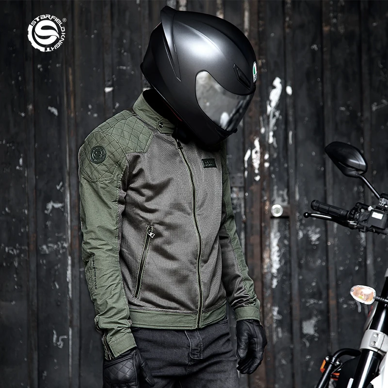 Star Field Knight Motorcycle Riding Jackets Men's Mesh Cycling Clothes Summer Breathable With Protective Equipment Accessories