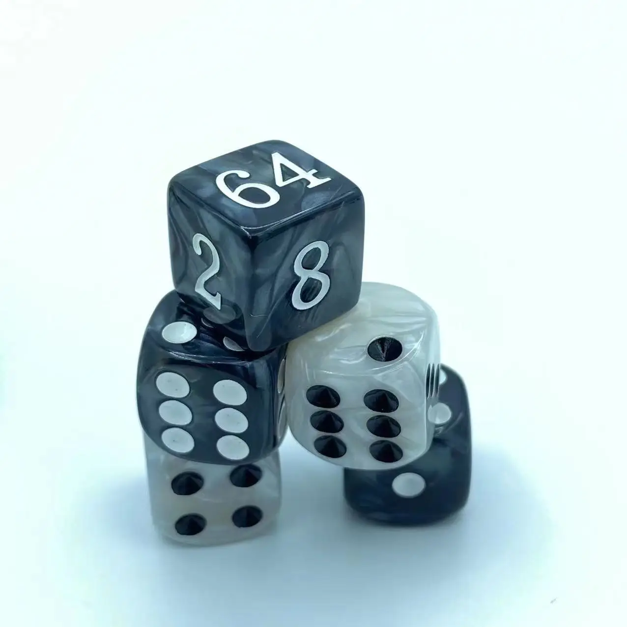 Pearl Dice 16mm Doubling Cube and Four 16mm Pearl Point Dice 5pcs/Set For Backgammon Game board game