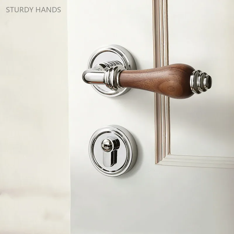 Chinese Style Bedroom Door Lock Indoor Solid Wood Door Handle Split Mechanical Lock Silent Security Door Lock Household Hardware