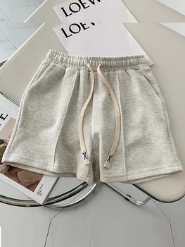 AOSSVIAO 2025 سراويل صيفية للسيدات مرنة جميلة للفتيات على الطراز الكوري سراويل هاراجوكو بسيطة باللون الرمادي النقي للسيدات 5