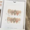 10pcs Handmade French Press on Nails 3D Sweet Pink Bow Decor Fake Nails Tips Wearable Reusable Korean Cute Almond False Nails