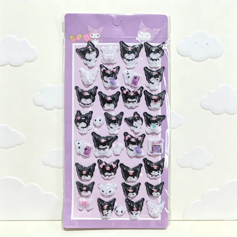 3D 산리오 스티커 시나모롤 쿠로미 3d 수지 스티커 세트 애니메이션 테마 Diy 스크랩북 장식 선물 수집품 장난감