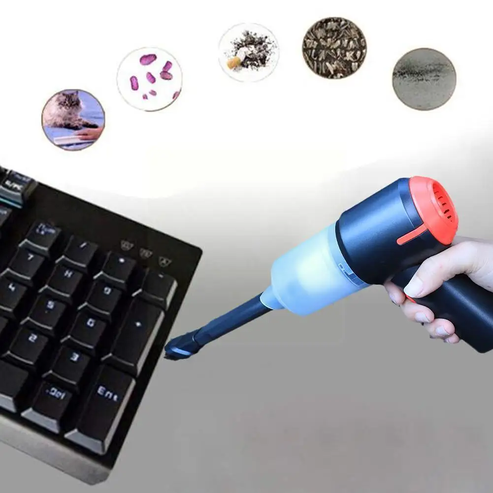 

2in1 Mini Air Duster Electric Cleaner Tool Handheld Vacuum Cleaner & Cordless Air Blower For Computer Keyboard Piano Laptop A4u5