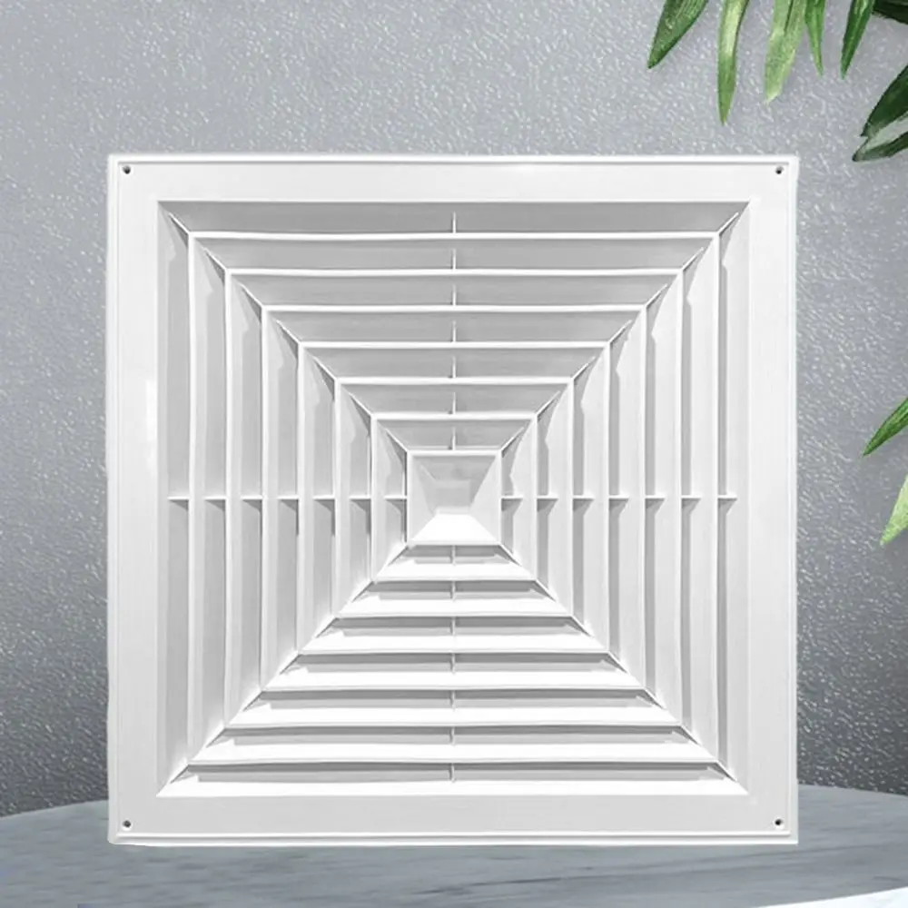 Neues Kunststoff-Entlüftungsgitter, weiß, mit Klappen, Kanalheizung, Lüftungsschlitze, quadratisch, geräuschloser Betrieb, Abluftventilator-Abdeckung, Badezimmer – Detail 2