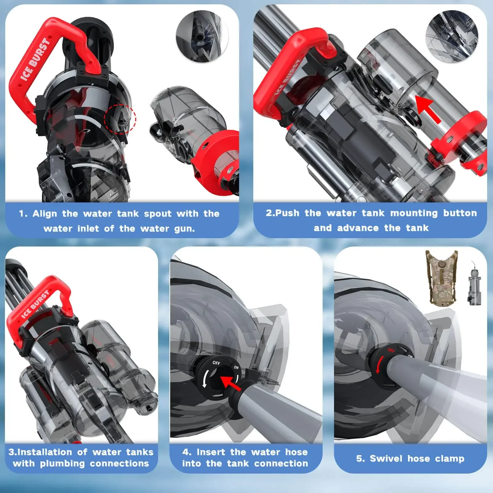 2024 Strongest Gatling Electric Water Gun Toy With Light Shooting Water Gun Summer Beach Pool Toys for Boy Adult Children Gifts 5