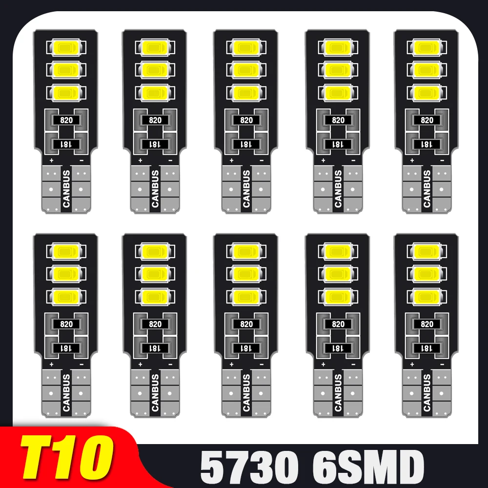 

10pcs T10 W5W WY5W 5630 Super Bright LED Canbus No Error Car Interior Reading Dome Lights Auto Parking Lamp Wedge Tail Side Bulb