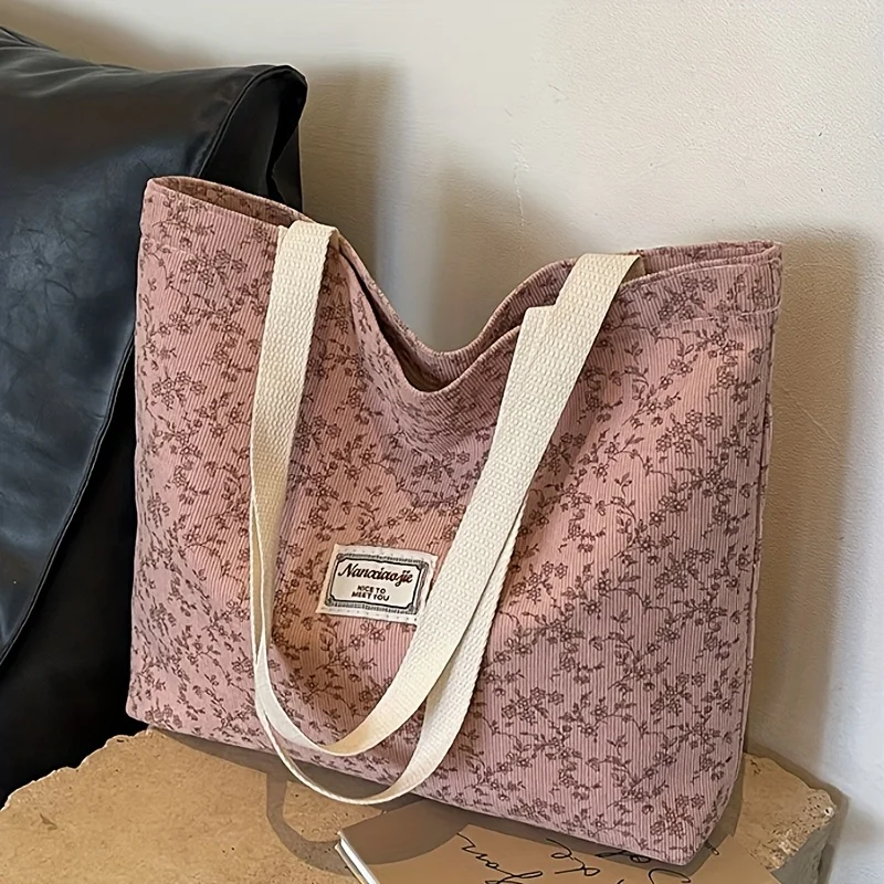 Bohemian Ethnic Style Corduroy Tote Bag for Women - Stylish Everyday Shoulder Bag