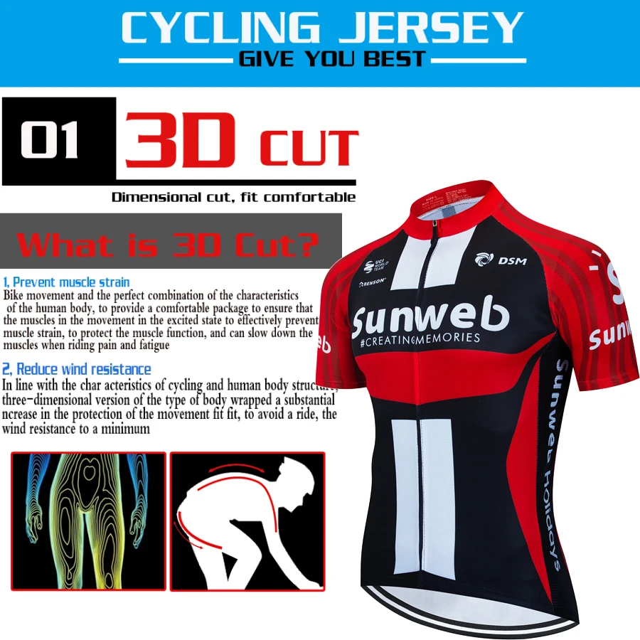 Sunweb 7 Hour Ride Pad Maillot Cycling Man Mtb Clothing Man Men's Cycling Gel Shorts Cyling Jersey Men Summer Mountain Bike Set
