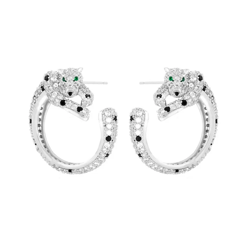 

Cubic Zircon Leopard Earring, Crystals Leopard Stud Earring for Women Girl Party Jewelry Birthday Gift E04426