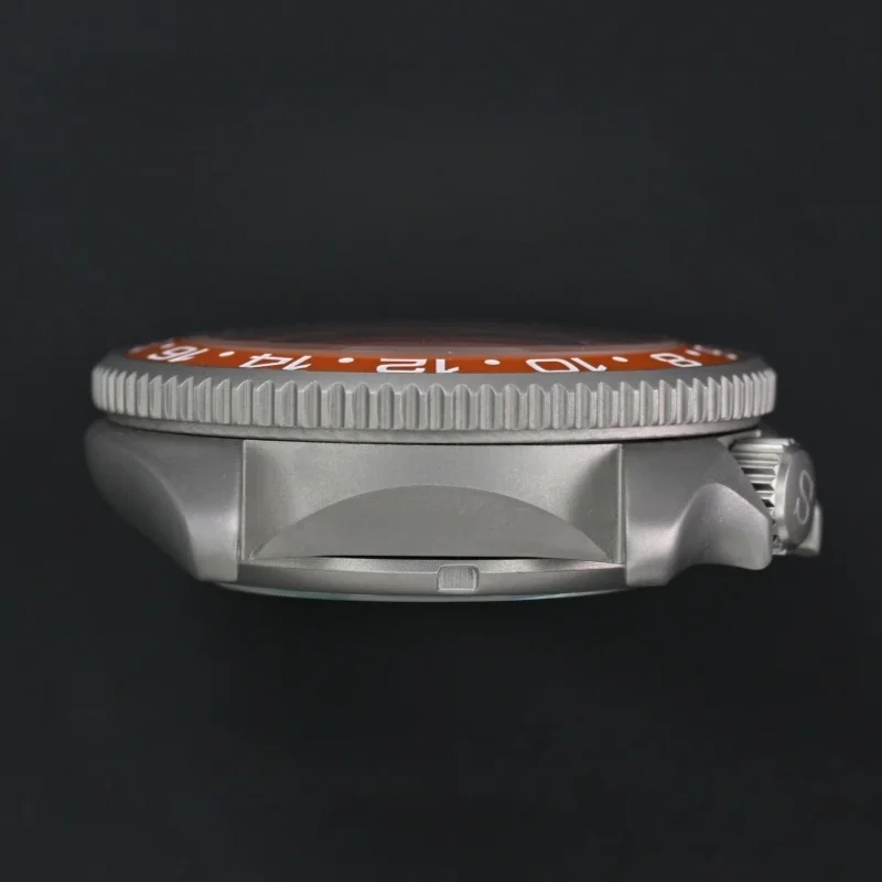 42mm Matte Watch Case with GMT Orange Ceramic Bezel and Sapphire Crystal