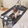 Baby Bassinet Bedside Crib, 6-in-1 Pack and Play with Bassinet, 4 Height Adjustable Bedside Crib, Newborn Portable Bassinet 1