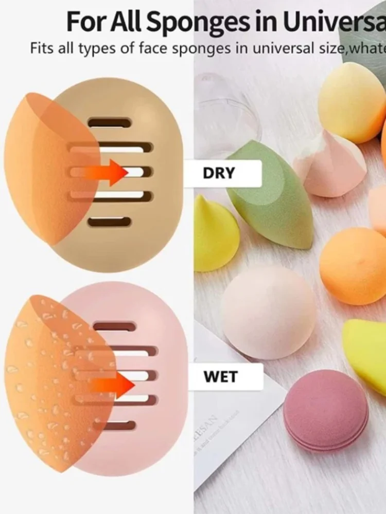 Description Picture 5 of item1Pcs Makeup Sponge Holder Eco-Friendly Silicone Multi-hole  Storage Case Travel Protable Cosmetic Puff Holder Box