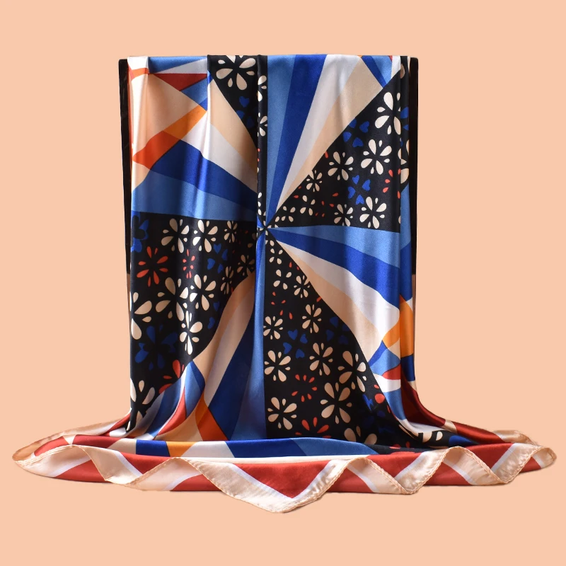 1 Stück Diamantmuster Satin Quadratischer Schal Damen Haaraccessoire Frühling Neuer Stil Vielseitiger Gürtel Taschendekoration Seidenkopftuch – Detail 12
