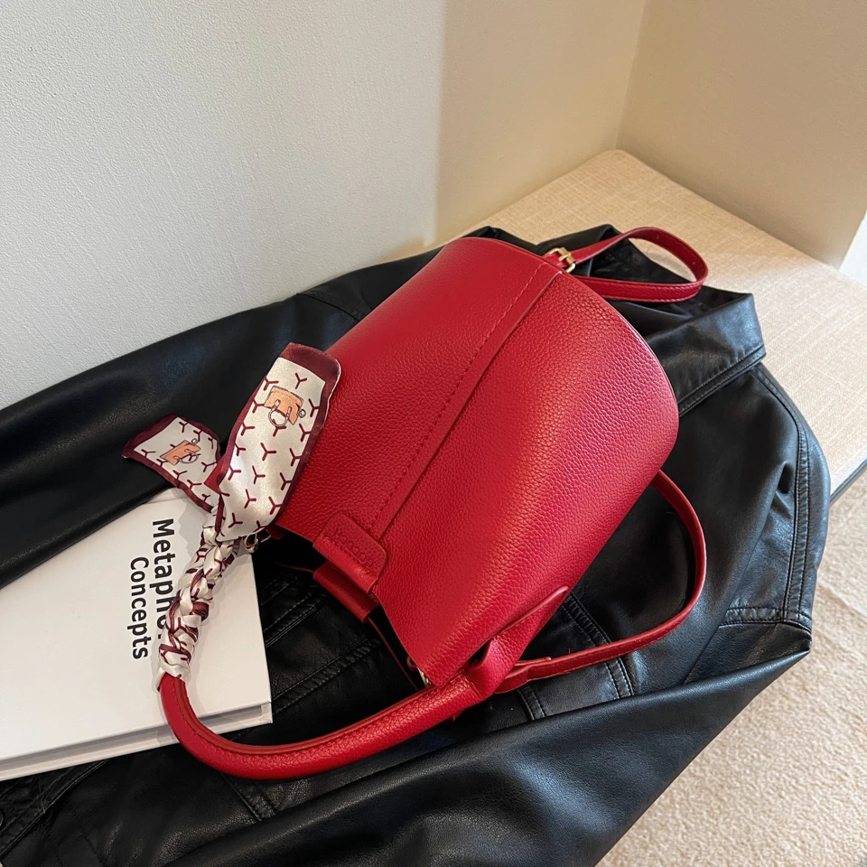 Hot Selling Simplicity High-End Women's Crossbody Bag Pu Material Versatile Bucket Bag Fashion Handbag Commuting