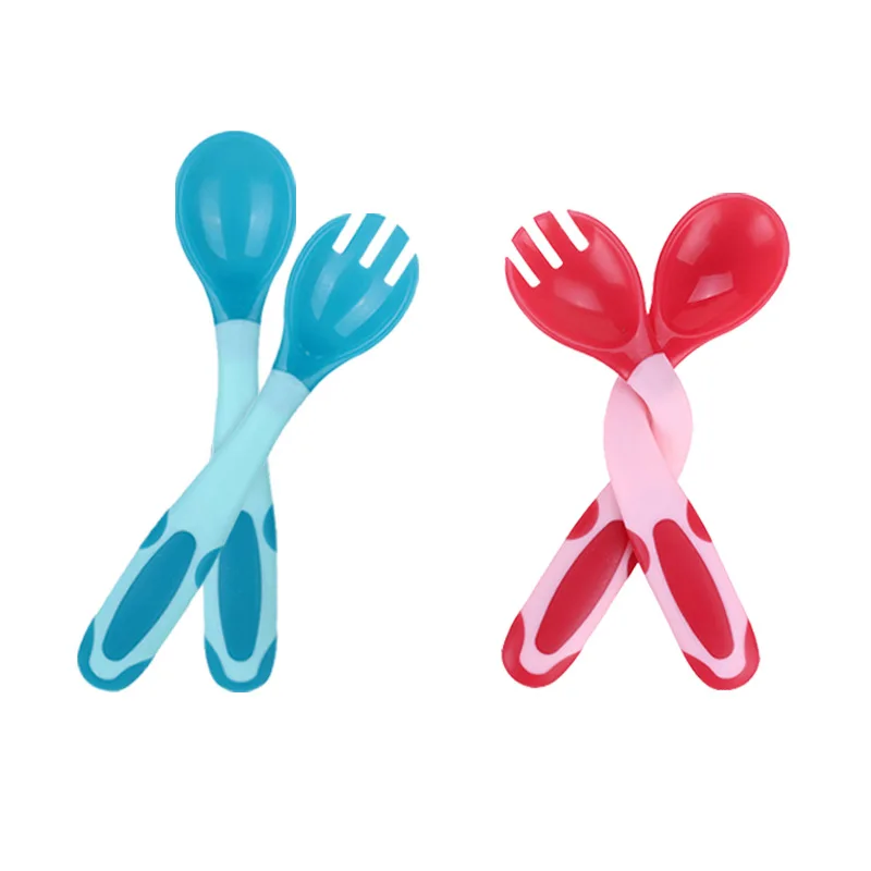 Temperature Sensing Spoon Fork Bendable for Infant Baby Training Feeding Tableware Flexible Handle Toddler Kids Spoons Utensils stainless steel cutlery set silicone feeding spoon silicone cutlery set learning spoons fork spoon set baby cutlery
