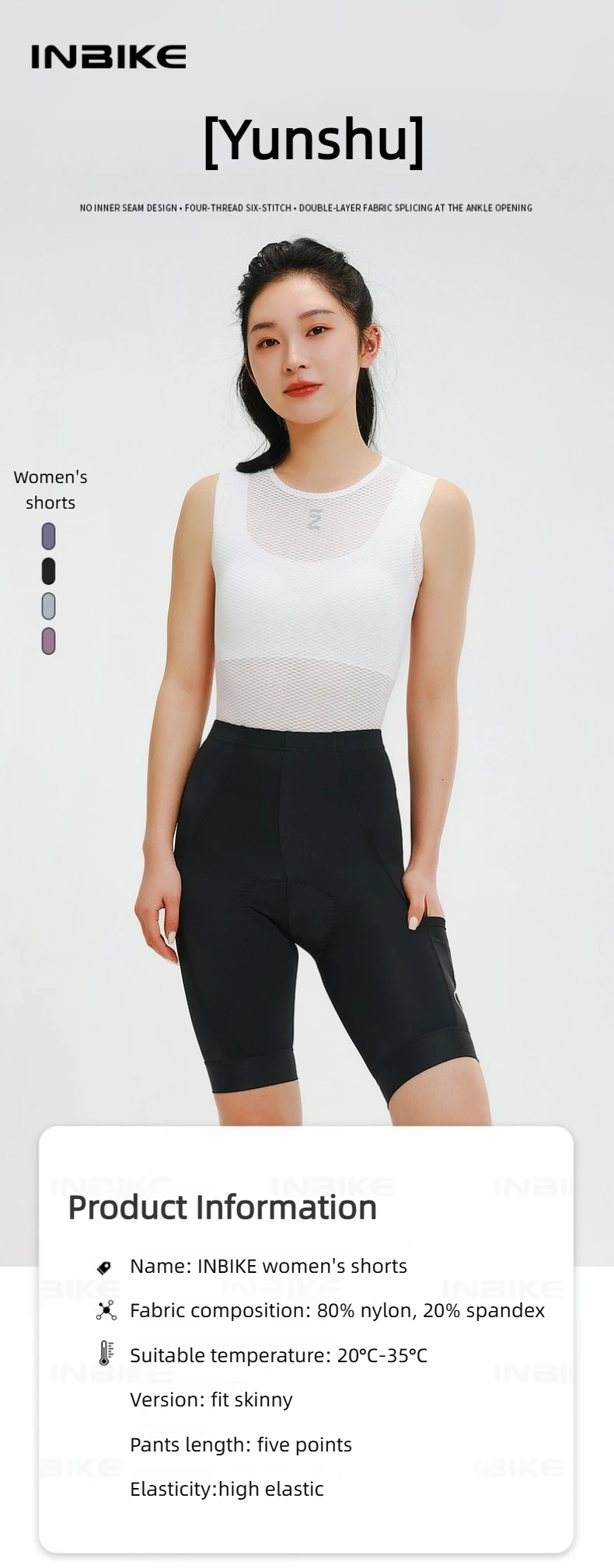 Description Picture 3 of itemINBIKE Women's High Waist Cycling Shorts Padded Biking Pants With Pockets For Comfort Bicycle Tights For Biking Outdoor Sports