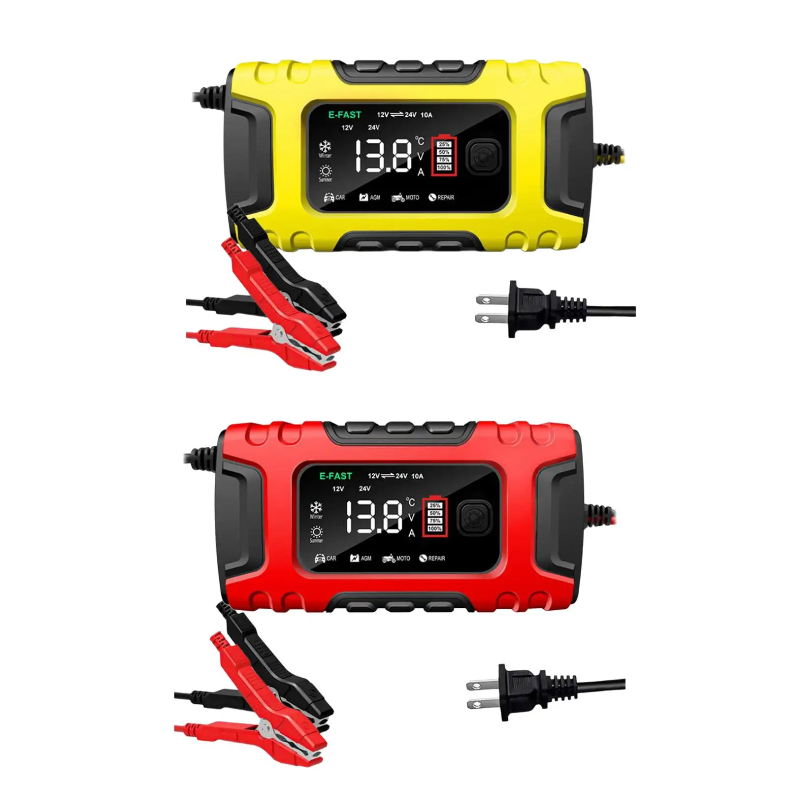 

Умное автомобильное зарядное устройство для аккумулятора, полностью автоматическая защита с ЖК-дисплеем, огнестойкий корпус, аксессуары для фургона, грузовика