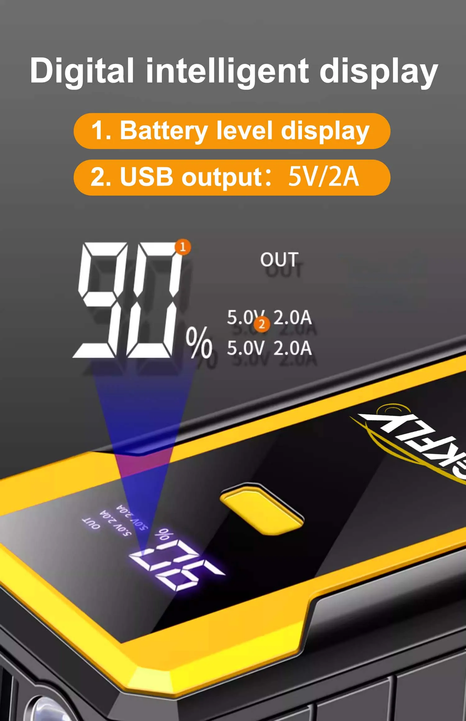 GKFLY Hochleistungs-Startgerät 59,6 Wh, 4000 A, Starthilfe, Powerbank, Benzin- und Diesel-Autoladegerät, für Autobatterie-Booster – Detail 20