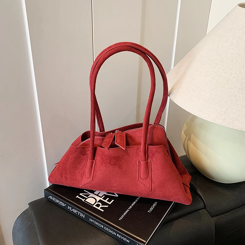 Brand Irregular Women' Tote Bag Suede Shell Handbag Niche Design Frosted Shopping Bag Fashion Travel Shoulder Bag