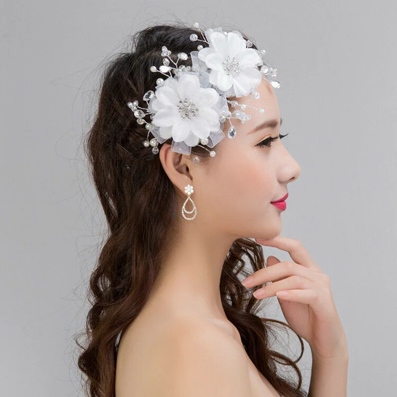 New Bridal Headdress Handmade Head Flower Pearl Crystal Hair Ornaments Rhinestone Wedding Headdress Wedding Dresses Accessories, hair accessories,bridal hair accessories,bridal jewelry set