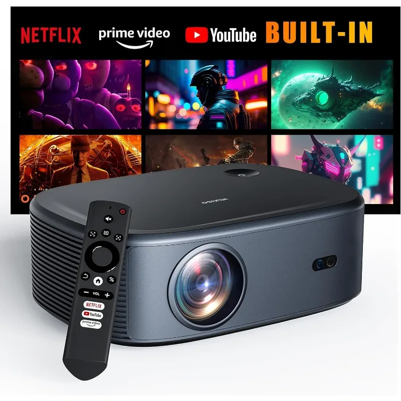 

NexiGo Outdoor Netflix Projector, Officially Licensed, Netflix/YouTube/Prime Video, 800 ANSI Lumens, Autofocus/Keystone