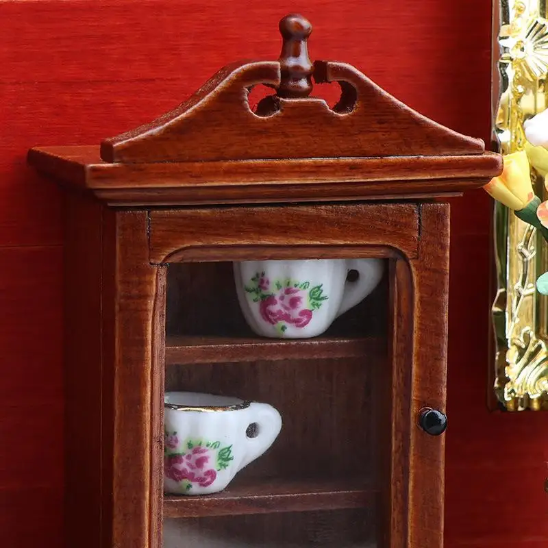 1/12 Dollhouse Single-door Wall Rack Storage Cabinet Model Dollhouse Furniture Decoration Toys Dolls House Accessories