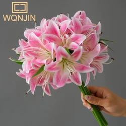 Lifelike Lily Bouquet - Set of 20 Artificial Flowers (Pink)