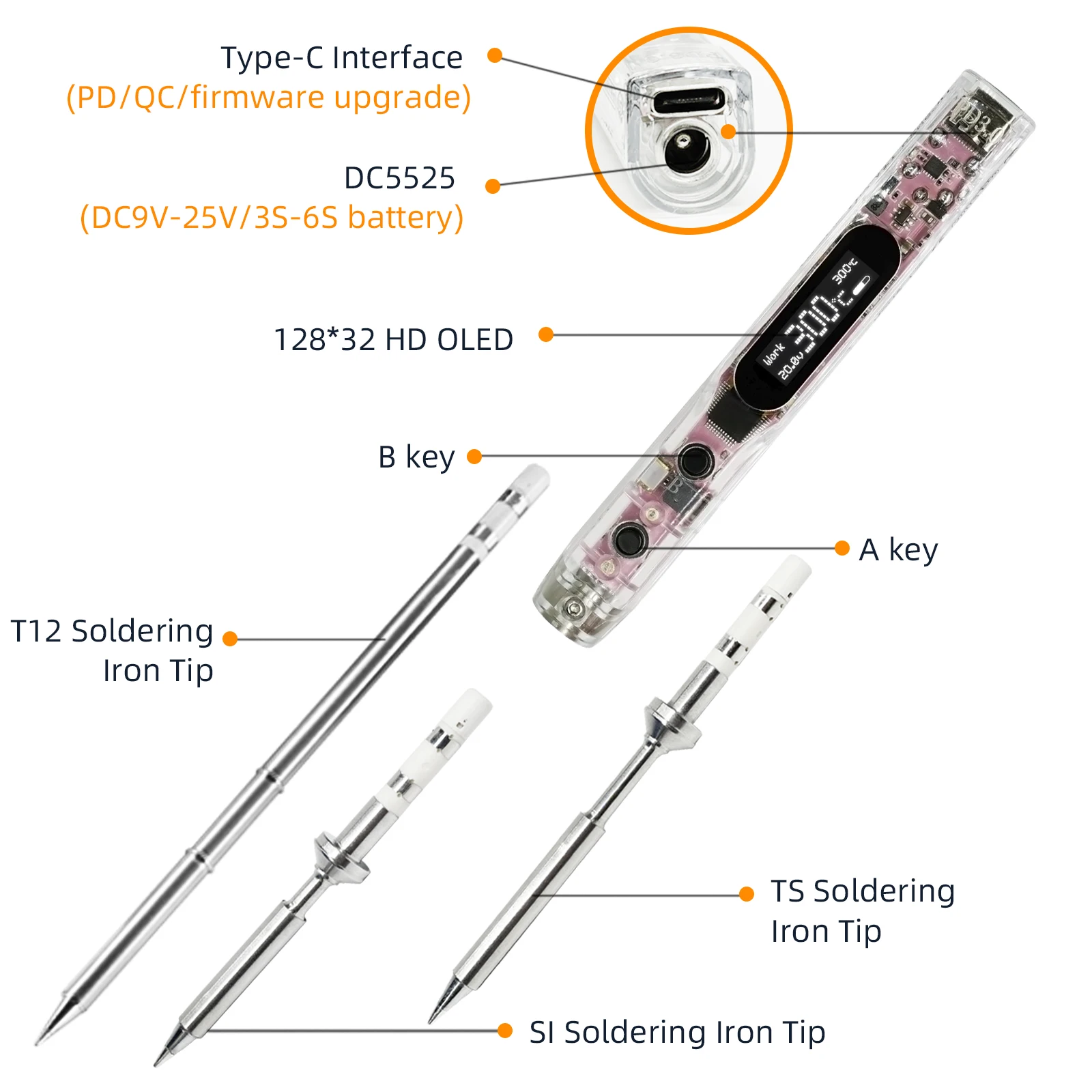 SEQURE-Juego de bolígrafo de soldadura profesional SI012 Pro Max, inglés-ruso, bilingüe, con luz LED, para T12 | TS | SI Tip