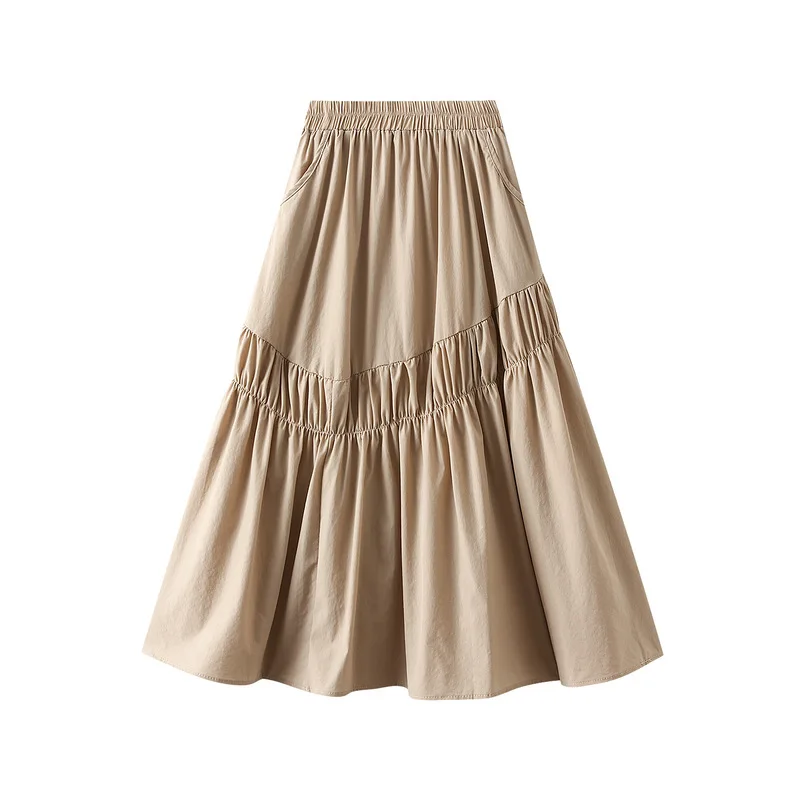 

Irregular pleated half skirt, summer 2024 new A-line skirt, umbrella skirt, mid length high waisted skirt