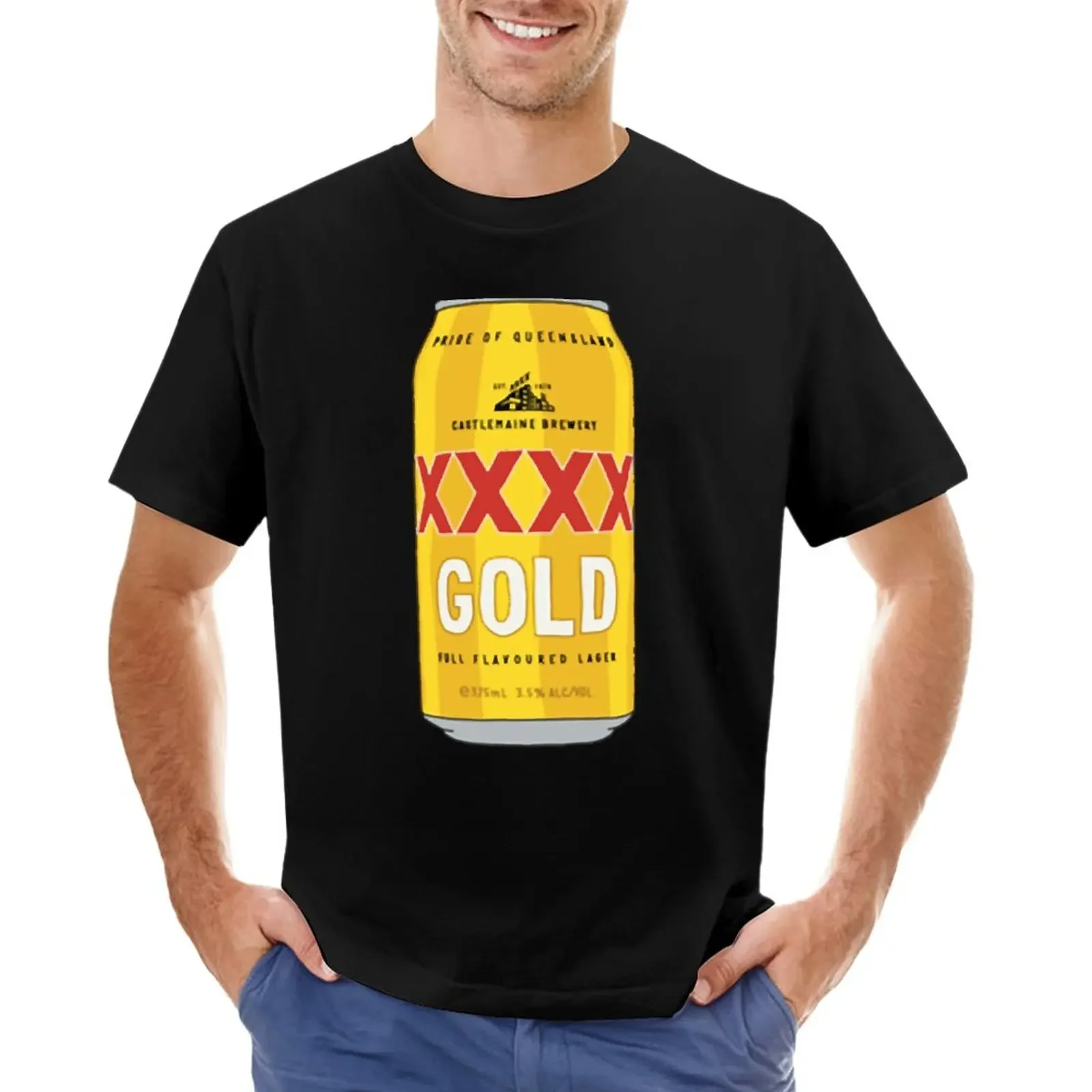 

Hand-drawn XXXX Gold can T-Shirt tops tees black t shirts for men