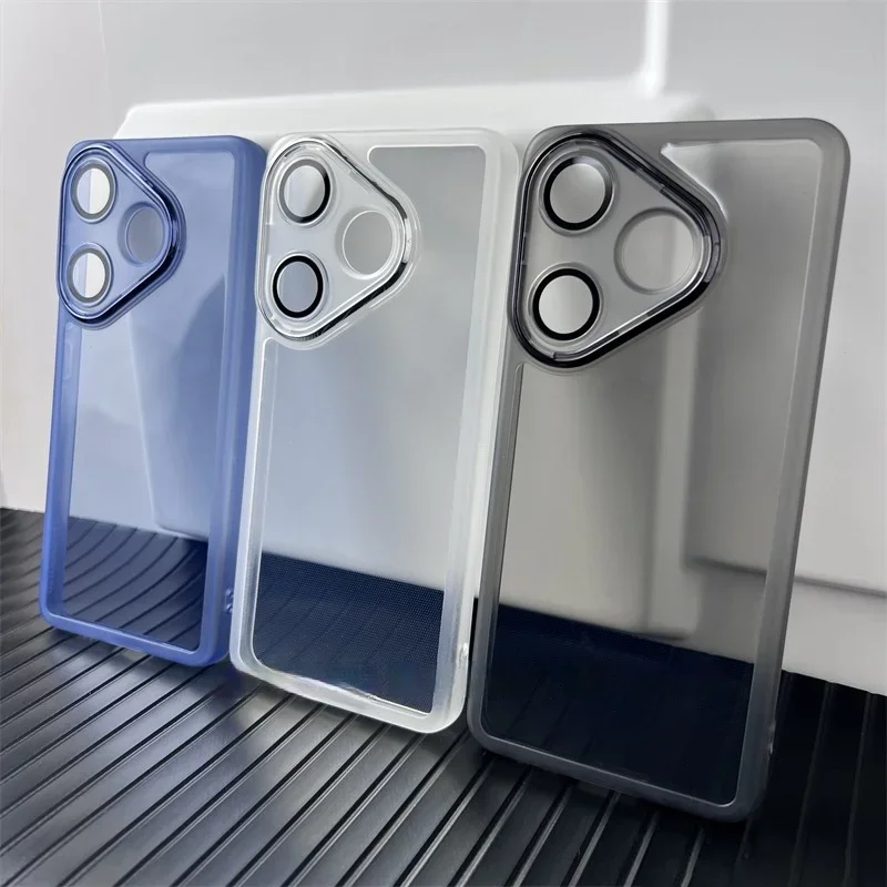 Shockproof Soft Silicone Transparent Phone Case with Lens Protector Film