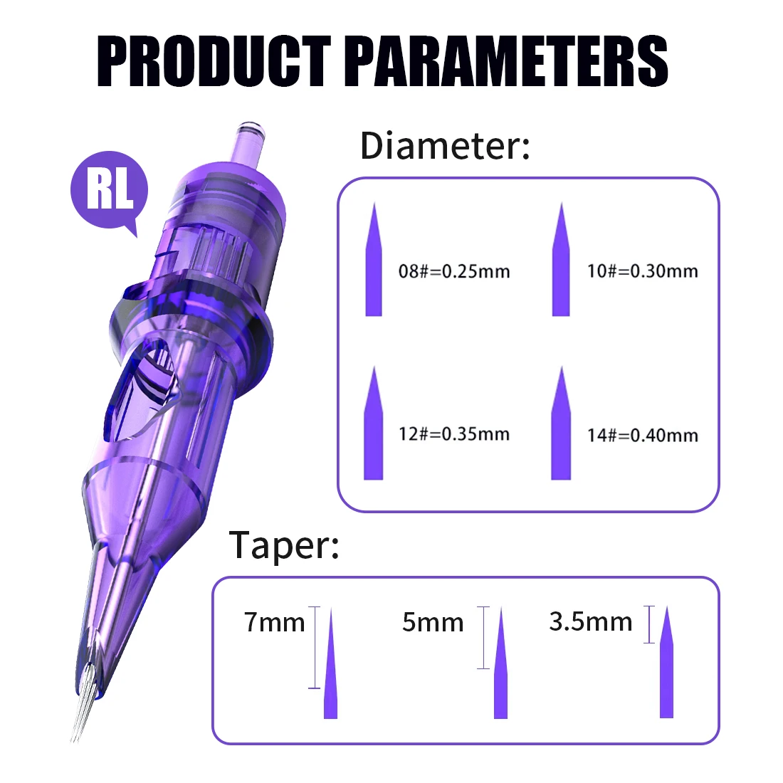 Mast Pro Tattoo Cartridges - Disposable Round Liner Needles 018-040mm
