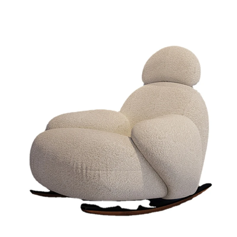 

XK Designer Internet Celebrity White Rocking Chair Balcony Sitting Single Leisure Chair